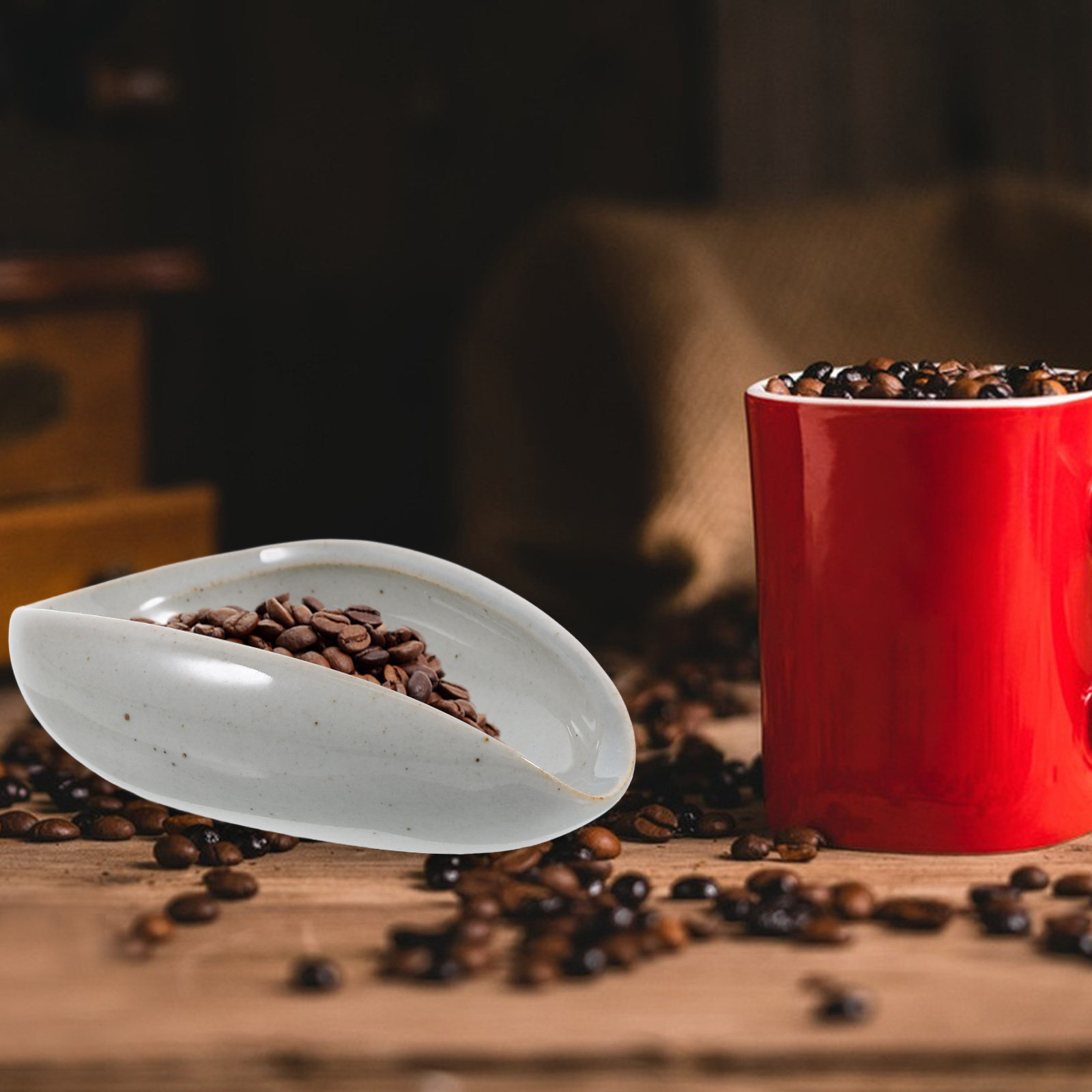 Coffee Tea And Bean Leaf - Керамический лоток для дозирования кофейных зерен,
