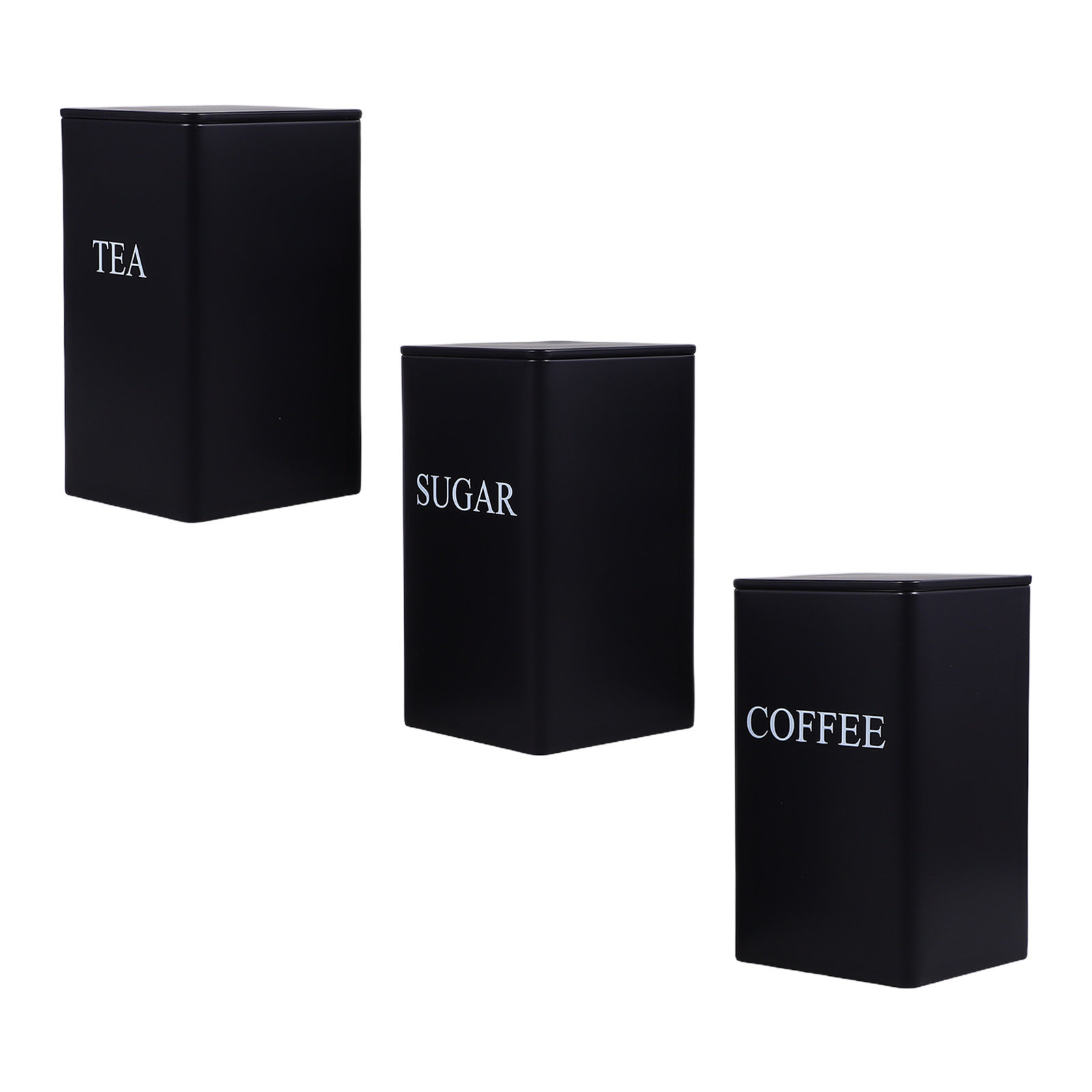 Coffee Tea Sugar Canisters - 3 шт. металлических квадратных контейнеров для