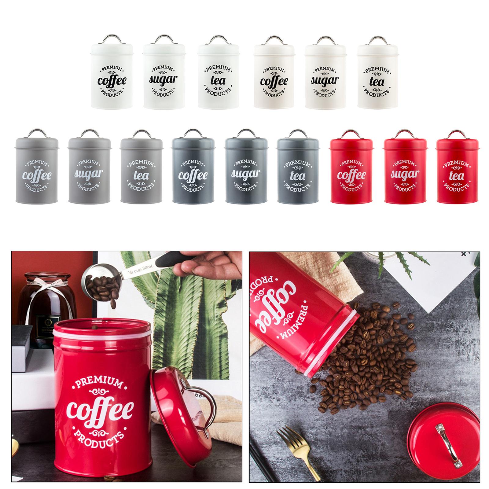 Coffee Tea Sugar Canisters - Набор металлических кухонных банок для хранения
