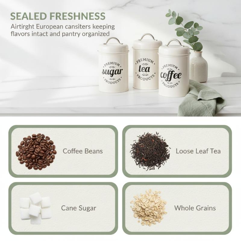 3 шт. круглых металлических ко – обзор и цена Coffee Tea Sugar Canisters