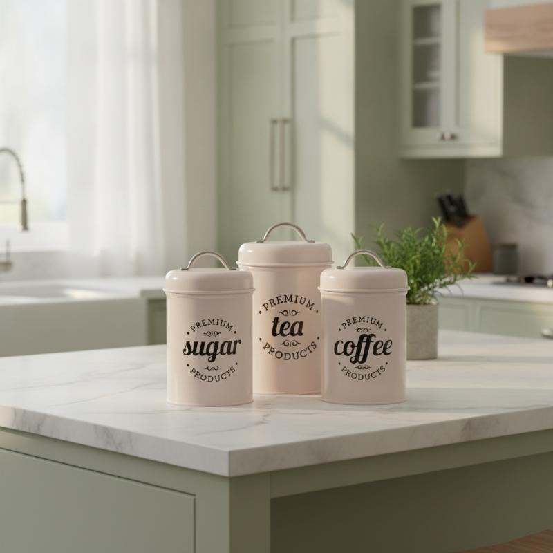 3 шт. круглых металлических ко – обзор и цена Coffee Tea Sugar Canisters